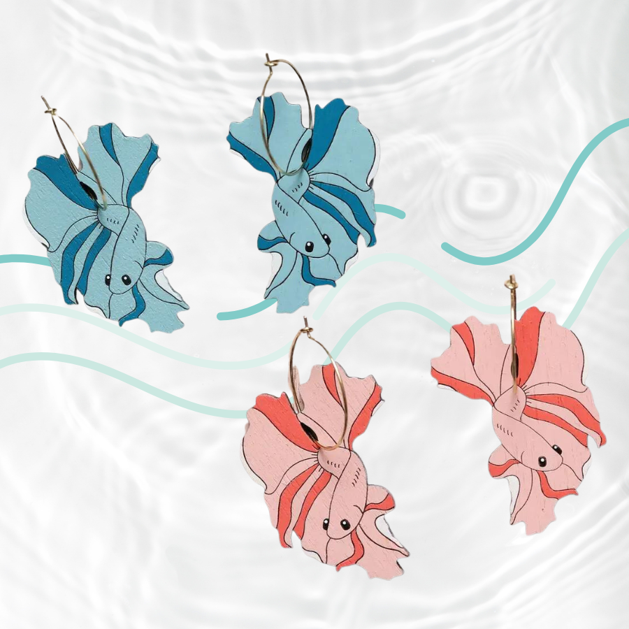 Betta Fish Dangle Earrings