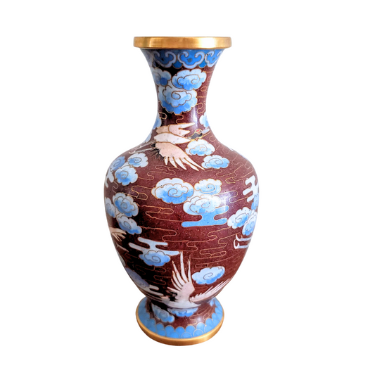 Vintage Chinese Cloisonné Blue Sky Enameled Vase - Small | Chinese Decorative Arts