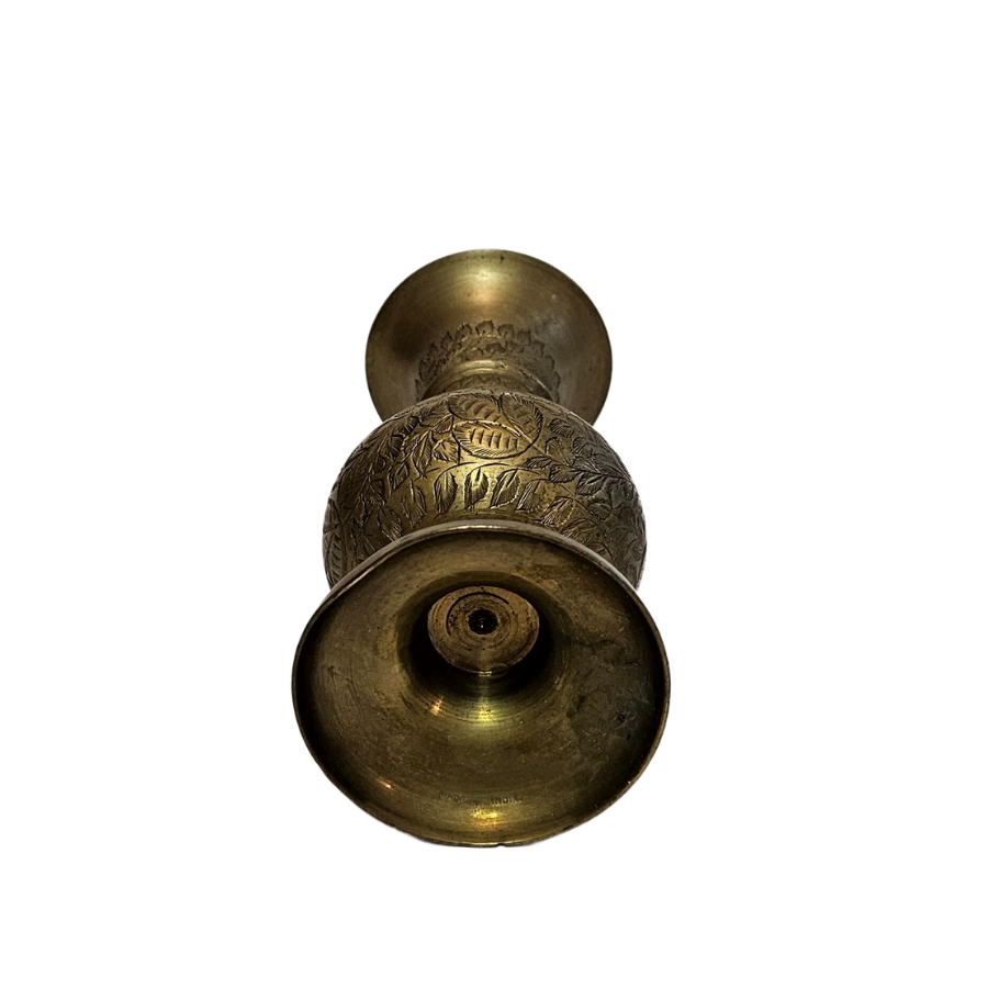 Indian Carved Brass Vase Short