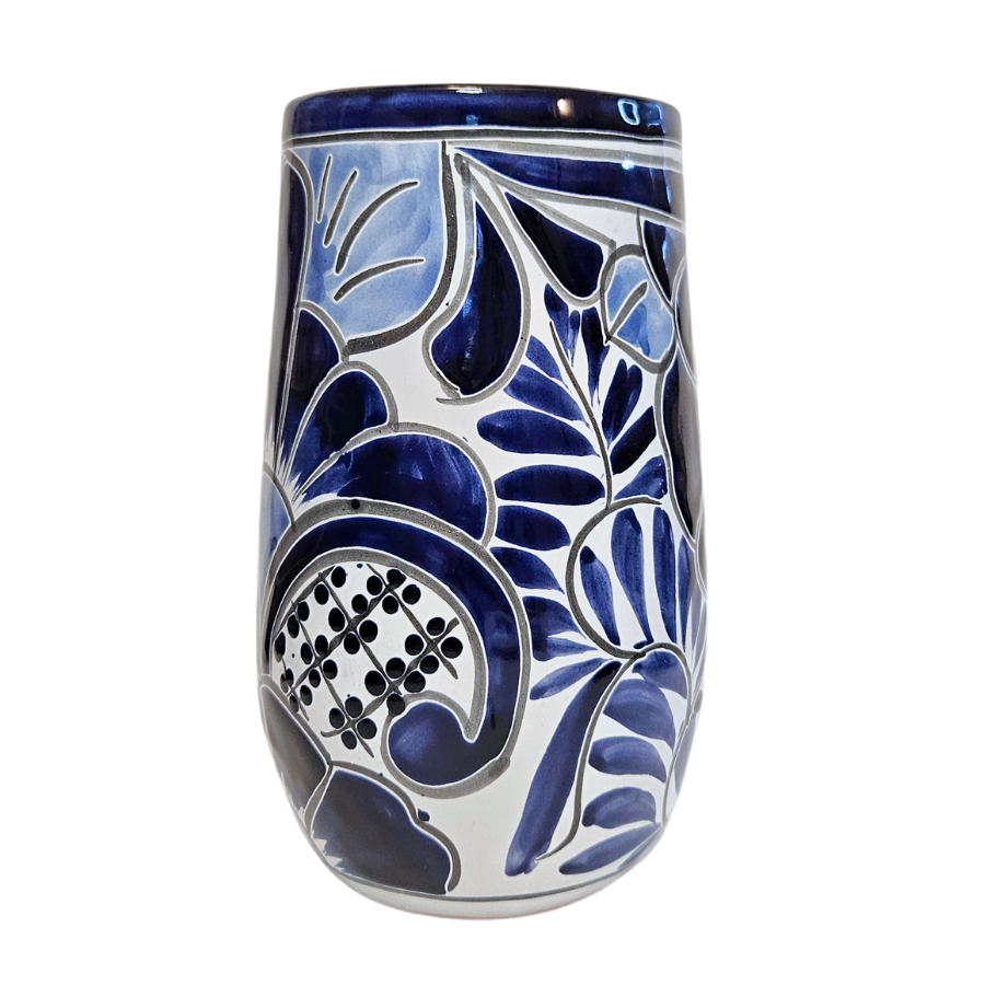 Blue & White Mexican Pottery Vase - Rise