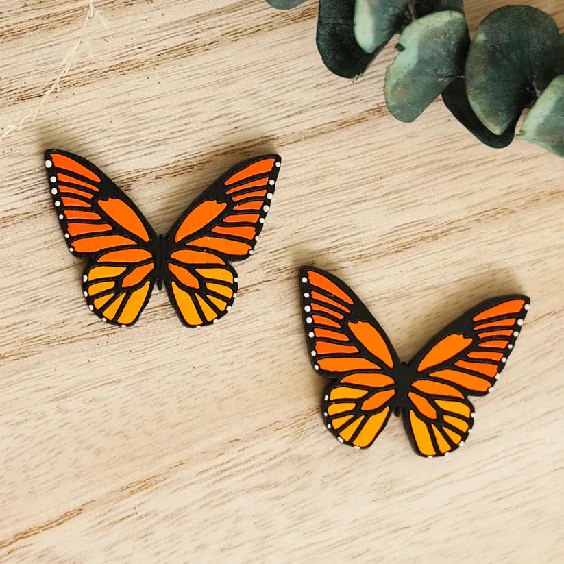 Orange Monarch Butterfly Earrings