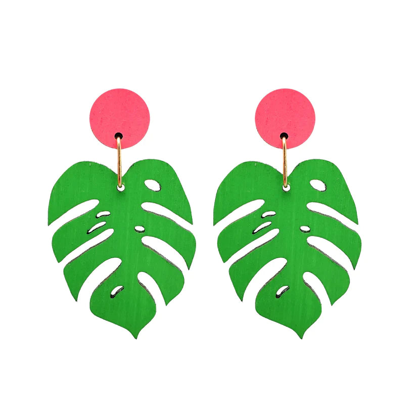 Monstera Dot Dangle Earrings