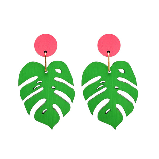 Monstera Dot Dangle Earrings