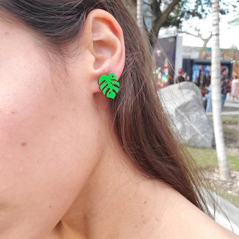 Monstera Stud Earrings