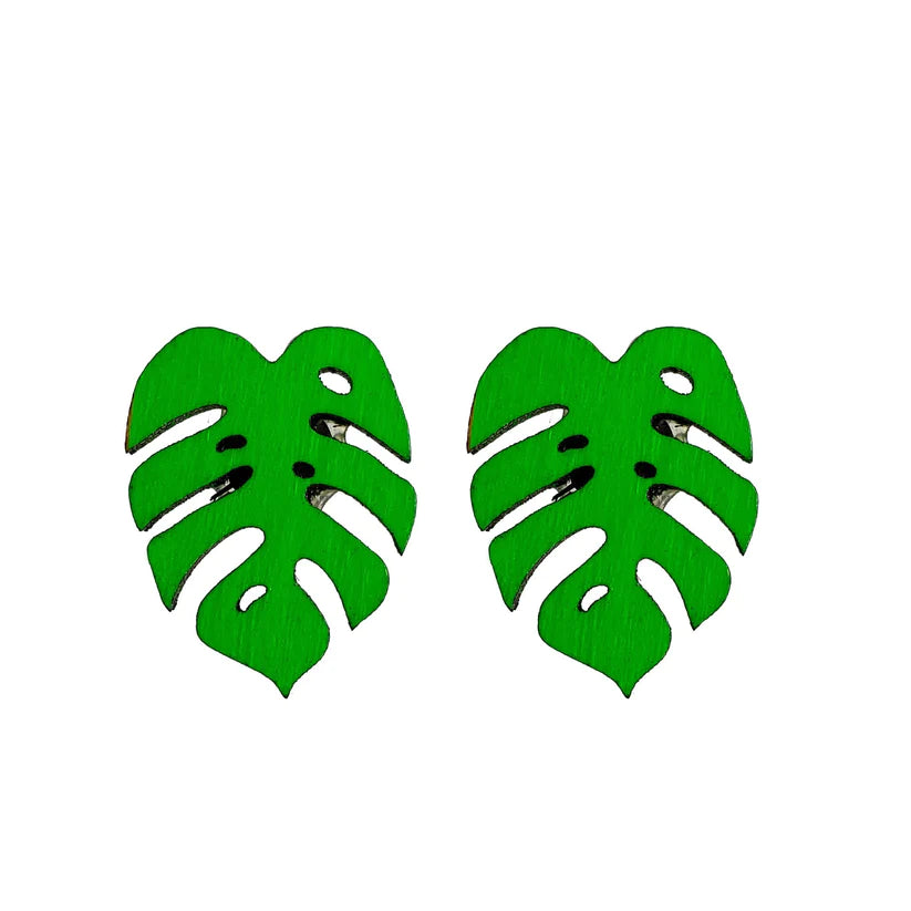 Monstera Stud Earrings