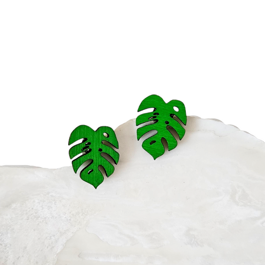 Monstera Stud Earrings