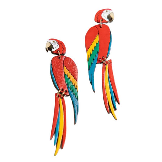 Scarlet Red Macaw Parrot Earrings