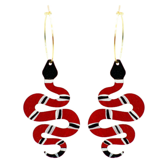 Red Snake Hoop Earrings