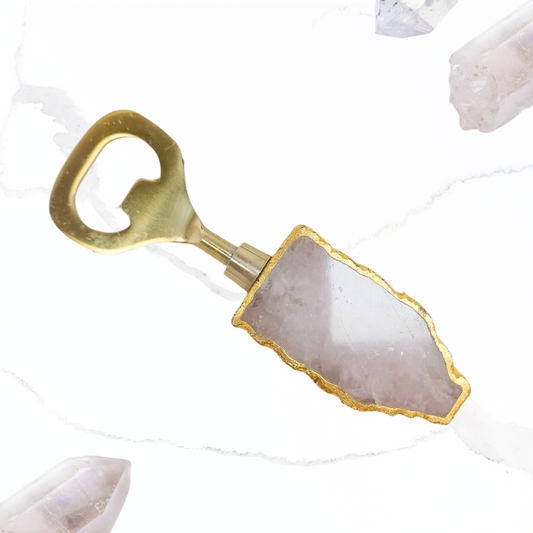 Gold-Plated Rose Quartz Bottle Opener