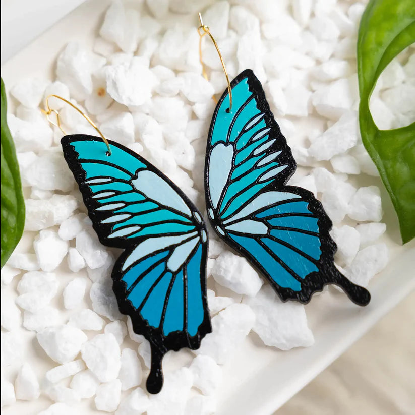 Blue Monarch Butterfly Earrings