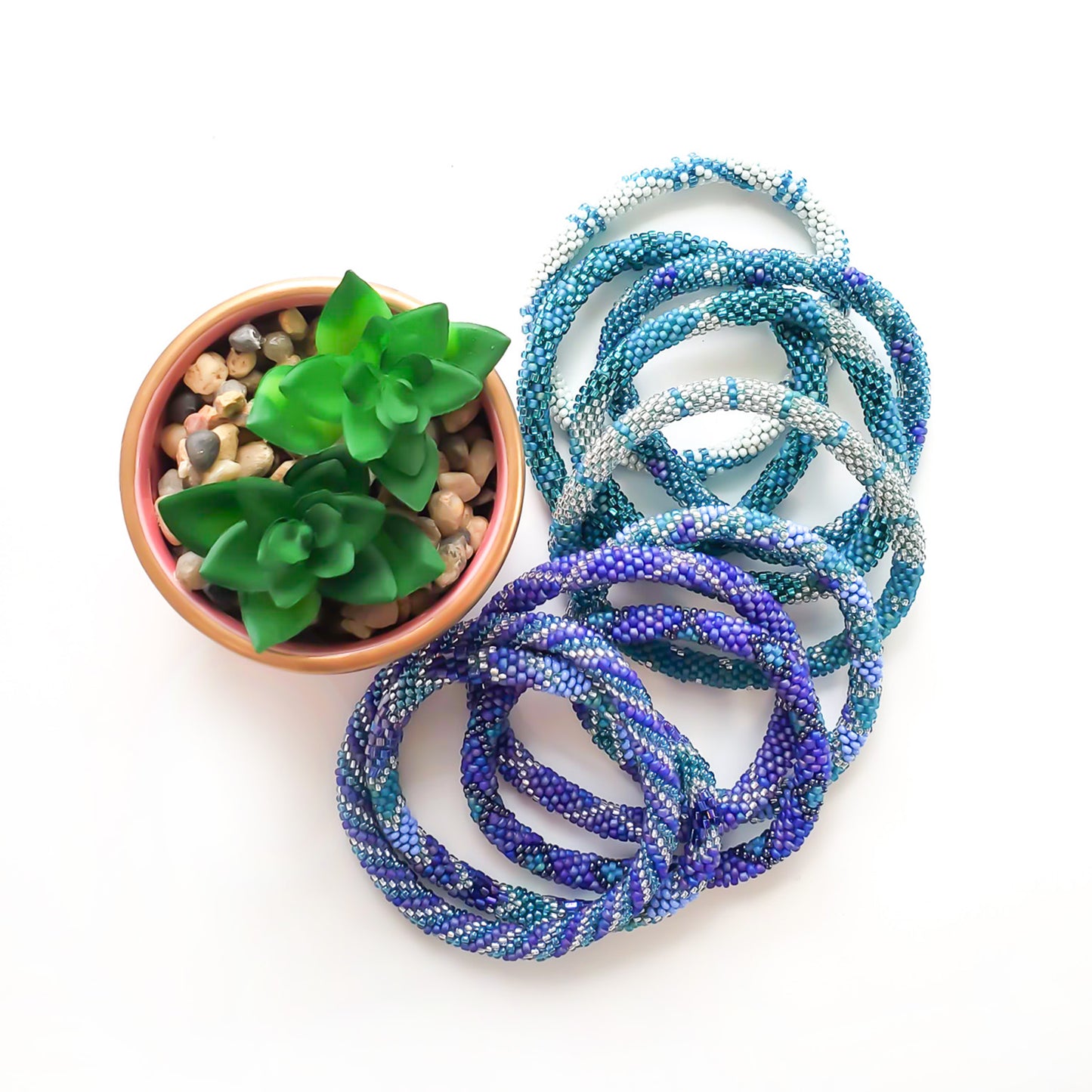 Roll-On Bracelet - Agave (Purple, Teal & Turquoise)