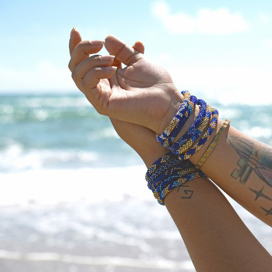 Roll-On Bracelet - Invite Only  (Navy Blue, White & Gold)