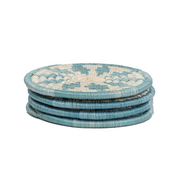 Handwoven Blue Florian Coasters