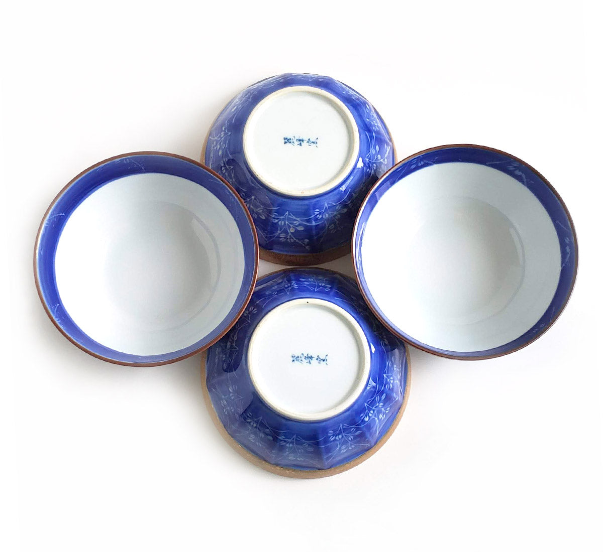 Blue & Gold Handpainted Bowls - Set of 4