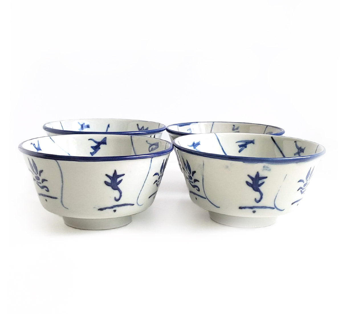Blue & White Handpainted Bowls - Set of 4