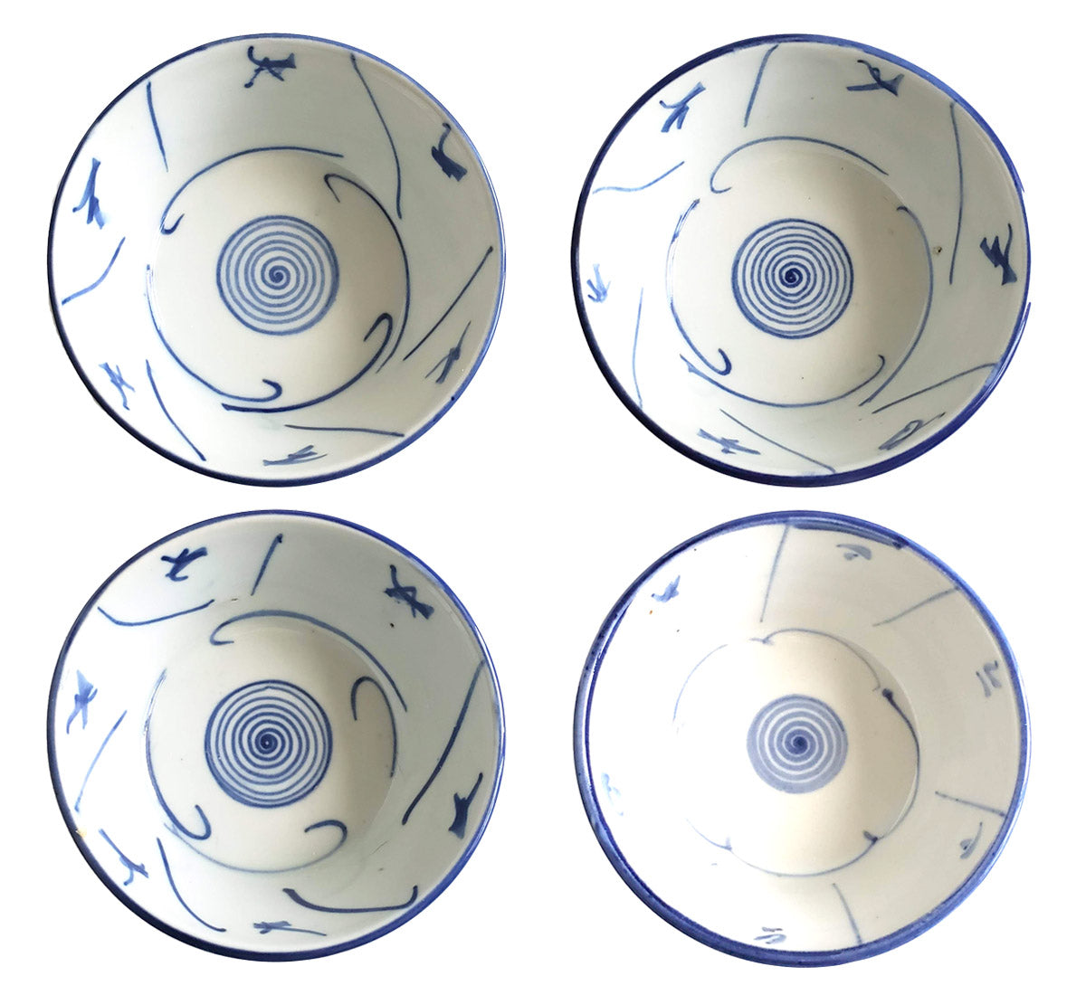 Blue & White Handpainted Bowls - Set of 4
