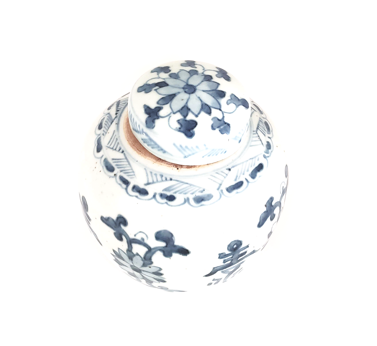 Blue & White Chinoiserie Handpainted Ginger Jar - Floral Motif