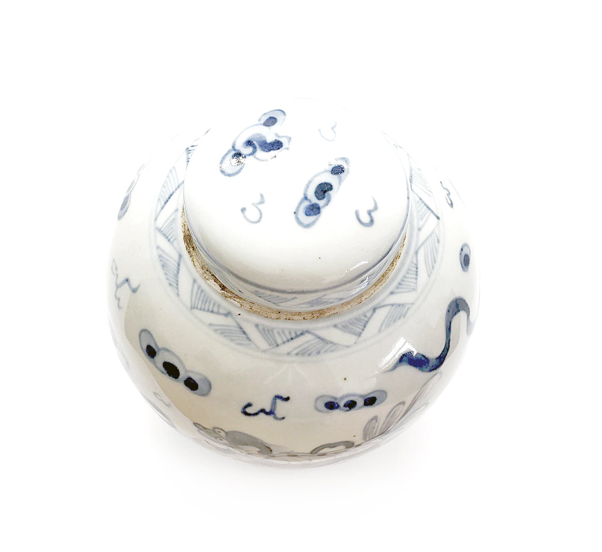 Blue & White Chinoiserie Handpainted Ginger Jar - Foo Dogs Motif