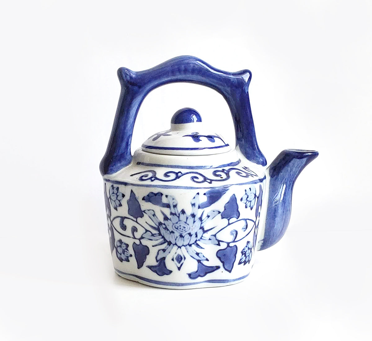Blue & White Chinoiserie Handpainted Tea Pot - Mini Lotus