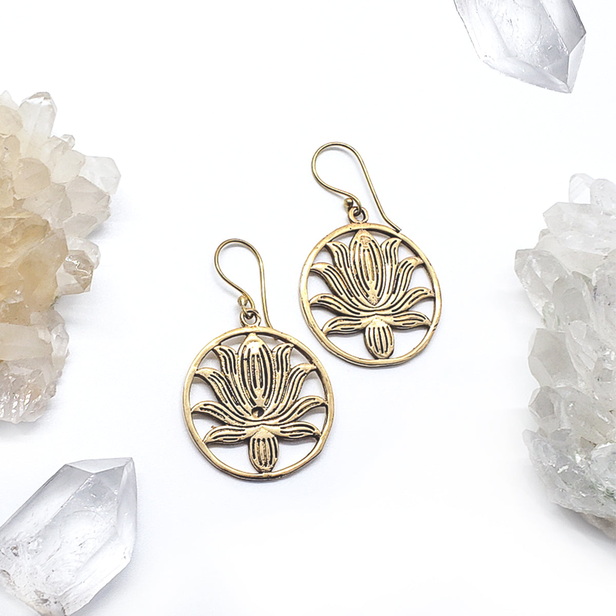 Lotus Recycled Brass Hanging Tribal Earrings