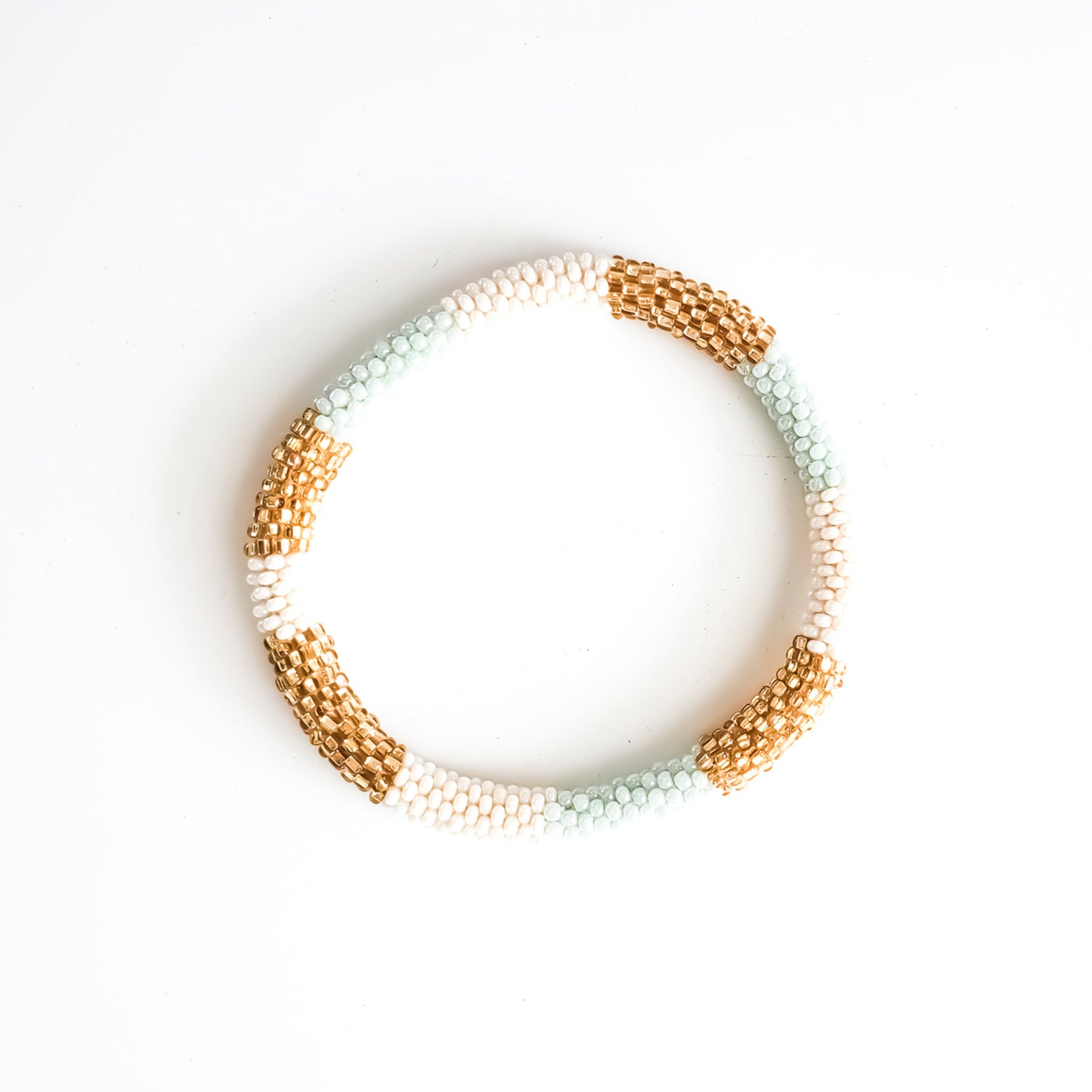 Roll-On Bracelet - Capri (Mint, Cream & Gold)
