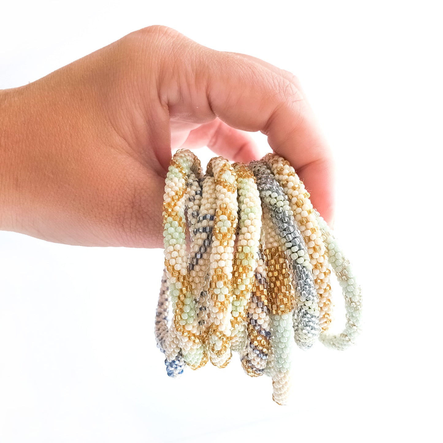 Roll-On Bracelet - Capri (Mint, Cream & Gold)