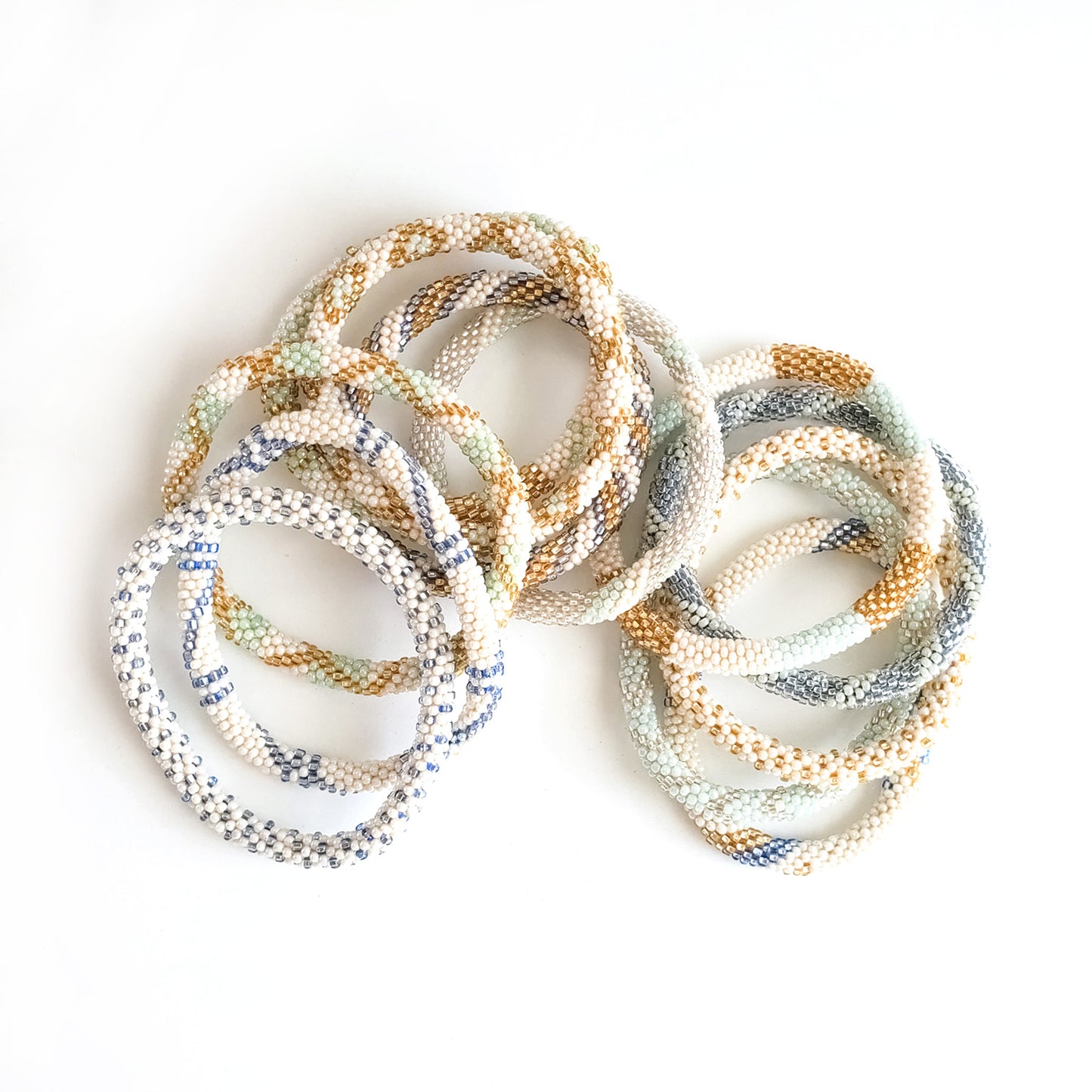 Roll-On Bracelet - Capri (Mint, Cream & Gold)