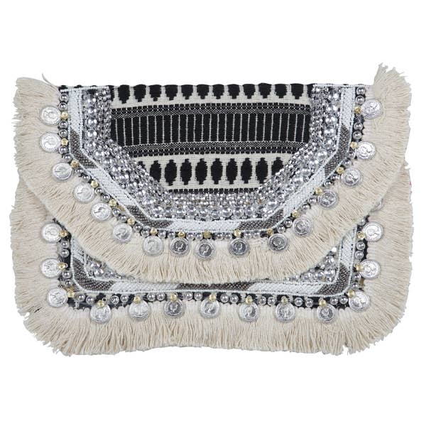 Handmade Banjara Beaded Clutch - Midnight