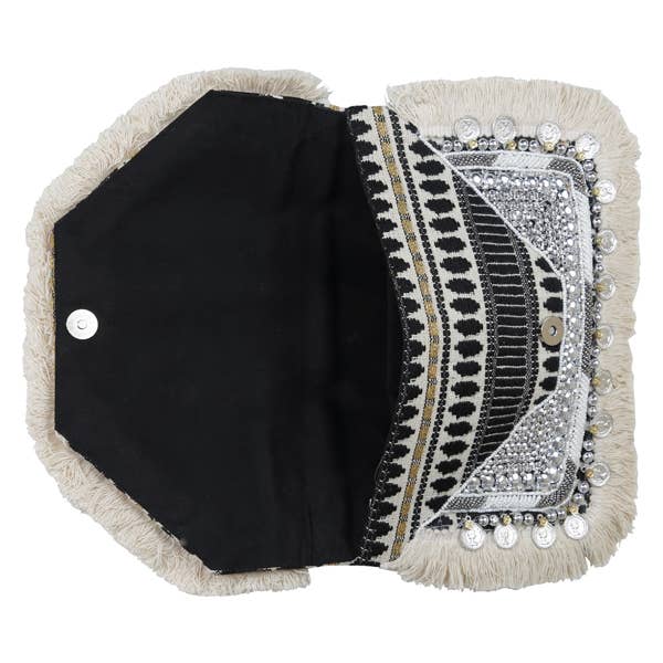 Handmade Banjara Beaded Clutch - Midnight