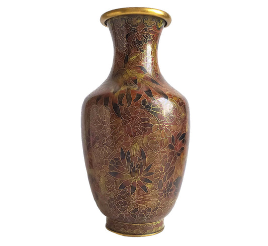 Vintage Chinese Cloisonné Floral Enameled Vase - Large | Chinese Decorative Arts