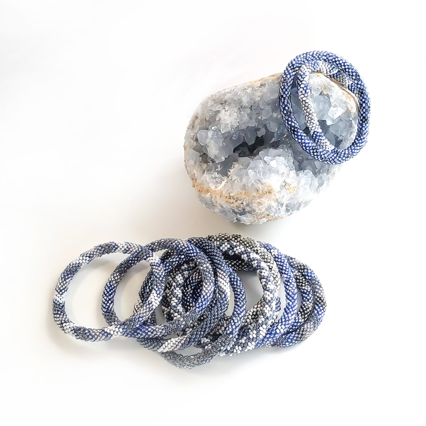 Roll-On Bracelet - Denim (Blue & White)