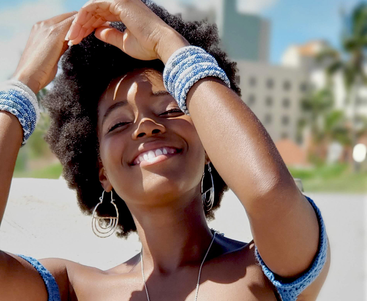 Roll-On Bracelet - Denim (Blue & White)