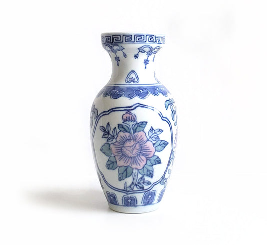Chinoiserie Handpainted Floral Motif Flower Vase - Small