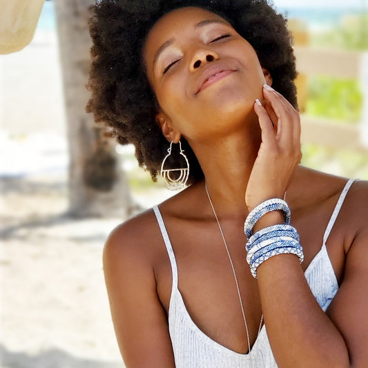 Roll-On Bracelet - Denim (Blue & White)