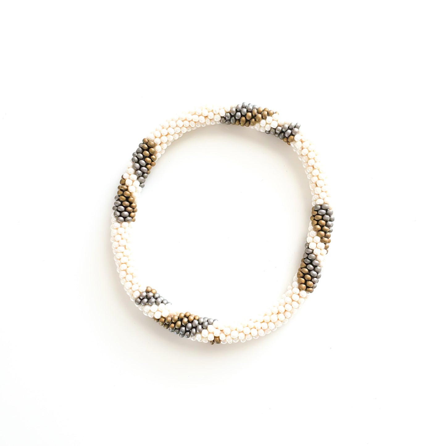 Roll-On Bracelet - Khaki (Khaki, Cream & Gold)