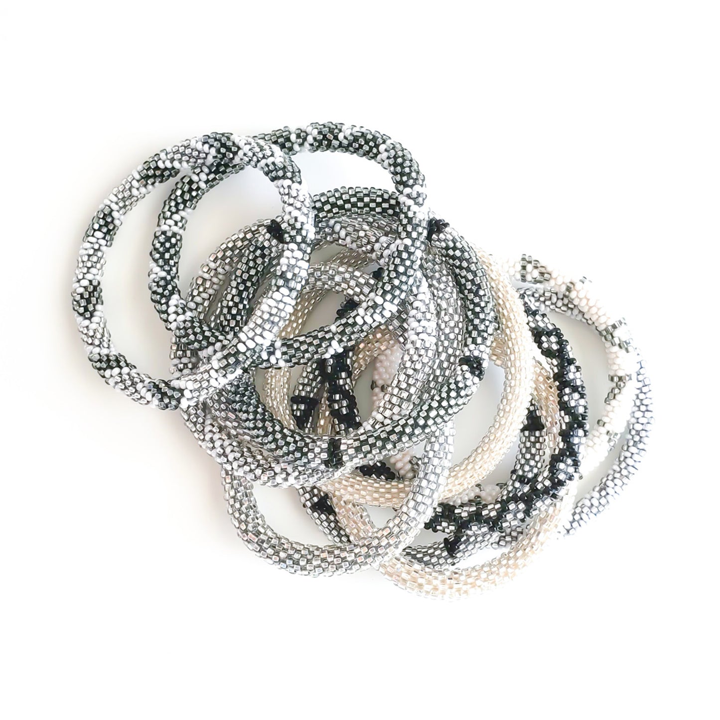 Roll-On Bracelet - Platinum (Silver, White & Black)