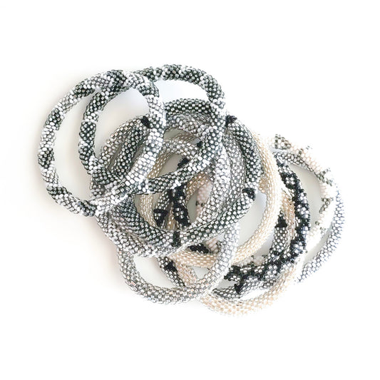Roll-On Bracelet - Platinum (Silver, White & Black)