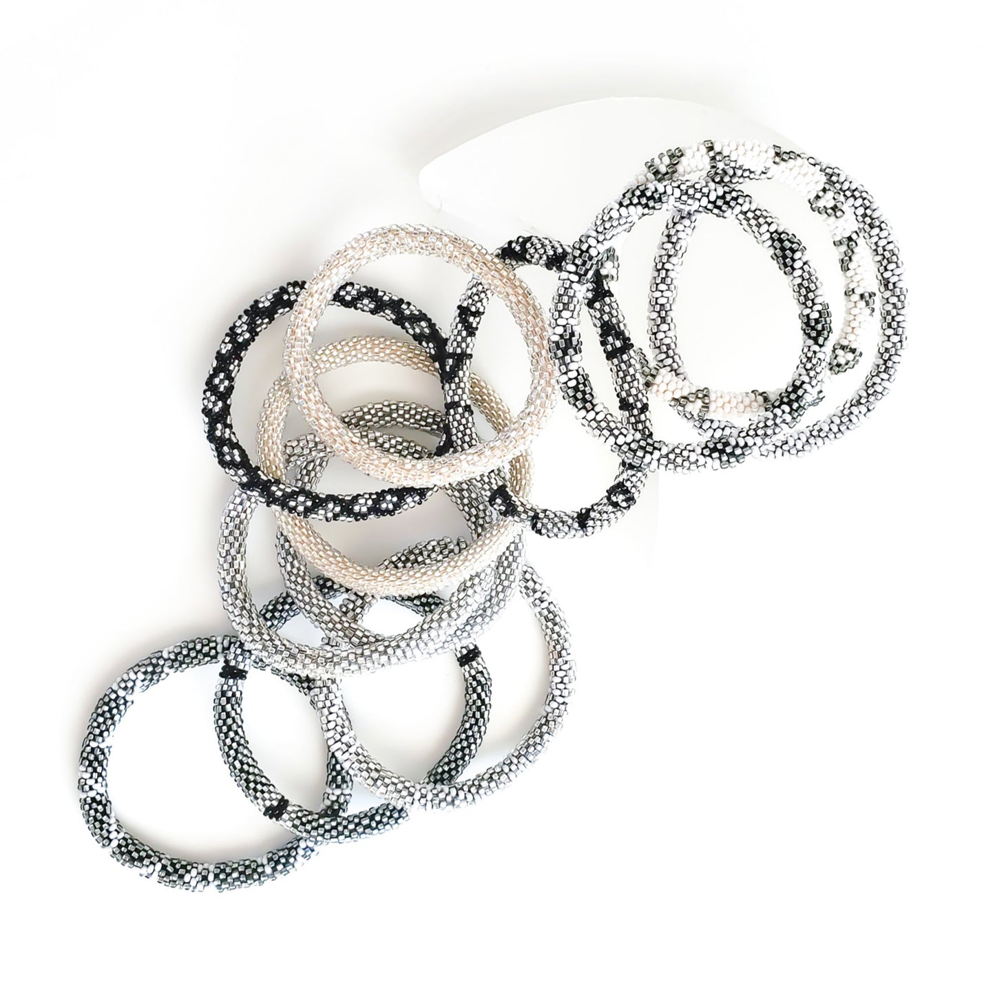 Roll-On Bracelet - Platinum (Silver, White & Black)