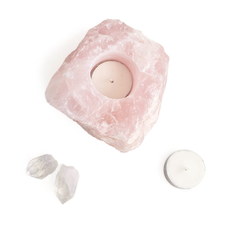 Rose Quartz Tealight Candle Holder