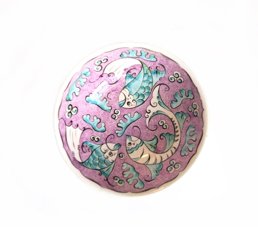 Handpainted Turkish Purple Fish Dish