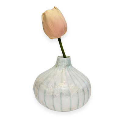 Capiz Shell Vase - Aqua