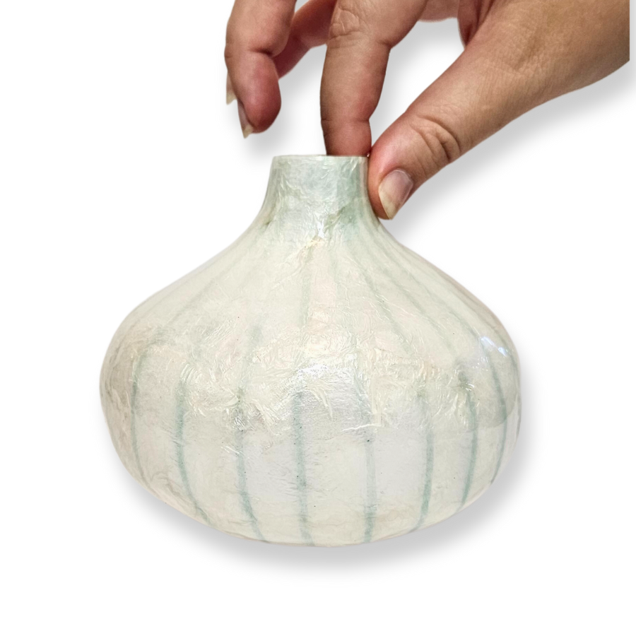 Capiz Shell Vase - Aqua