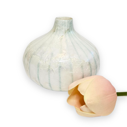 Capiz Shell Vase - Aqua