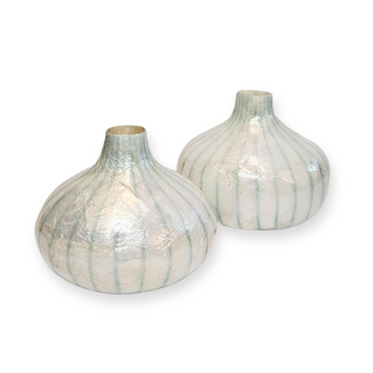 Capiz Shell Vase - Aqua