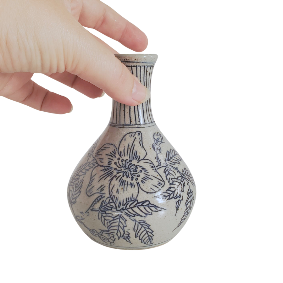 Handmade Ceramic Bud Vase - Floral