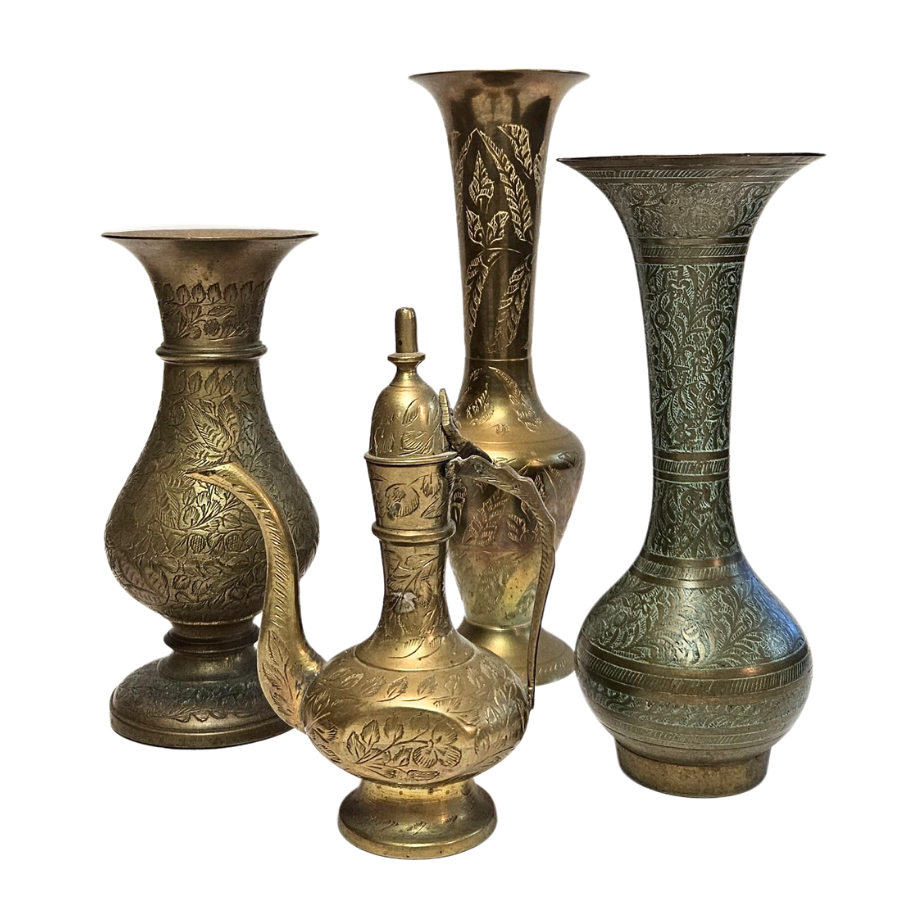 Indian Carved Brass Vase