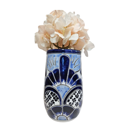 Blue & White Mexican Pottery Vase - Rise