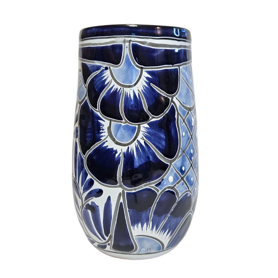 Blue & White Mexican Pottery Vase - Rise