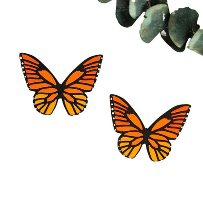 Orange Monarch Butterfly Earrings