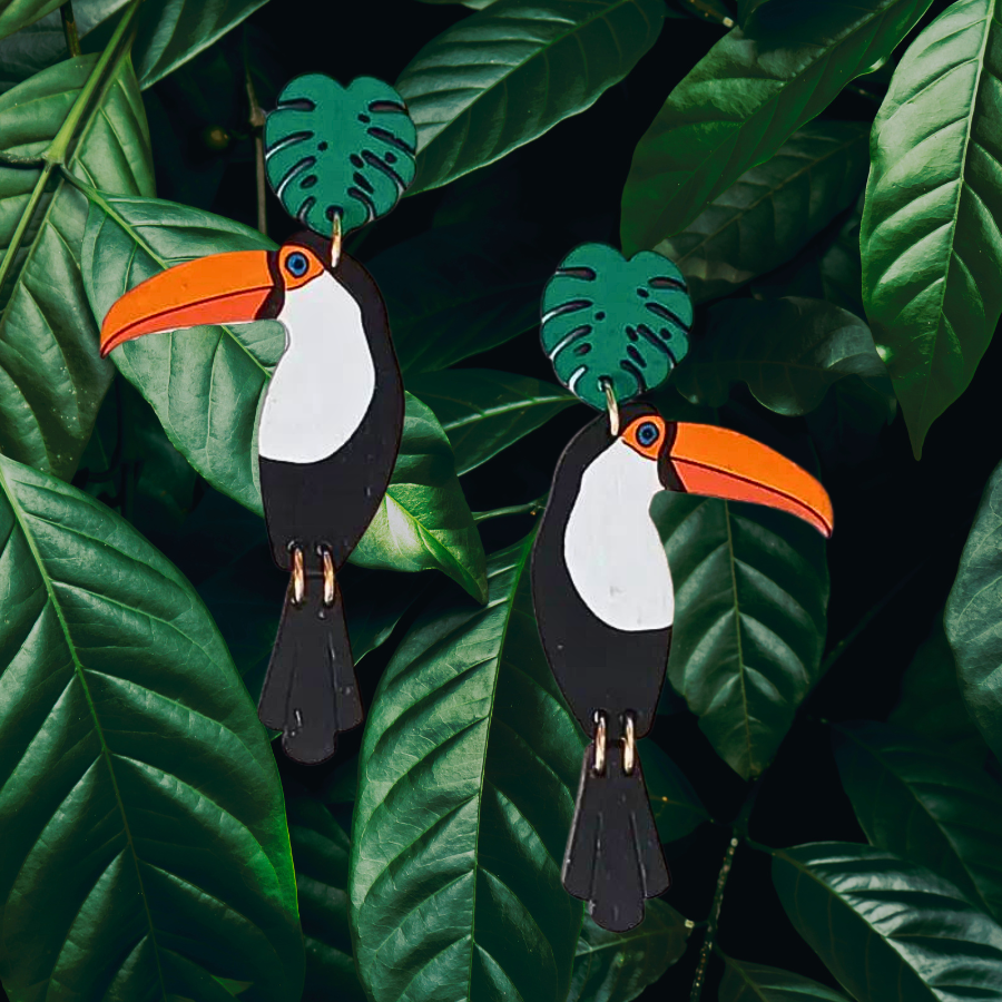 Toco Toucan Stud Dangle Earrings